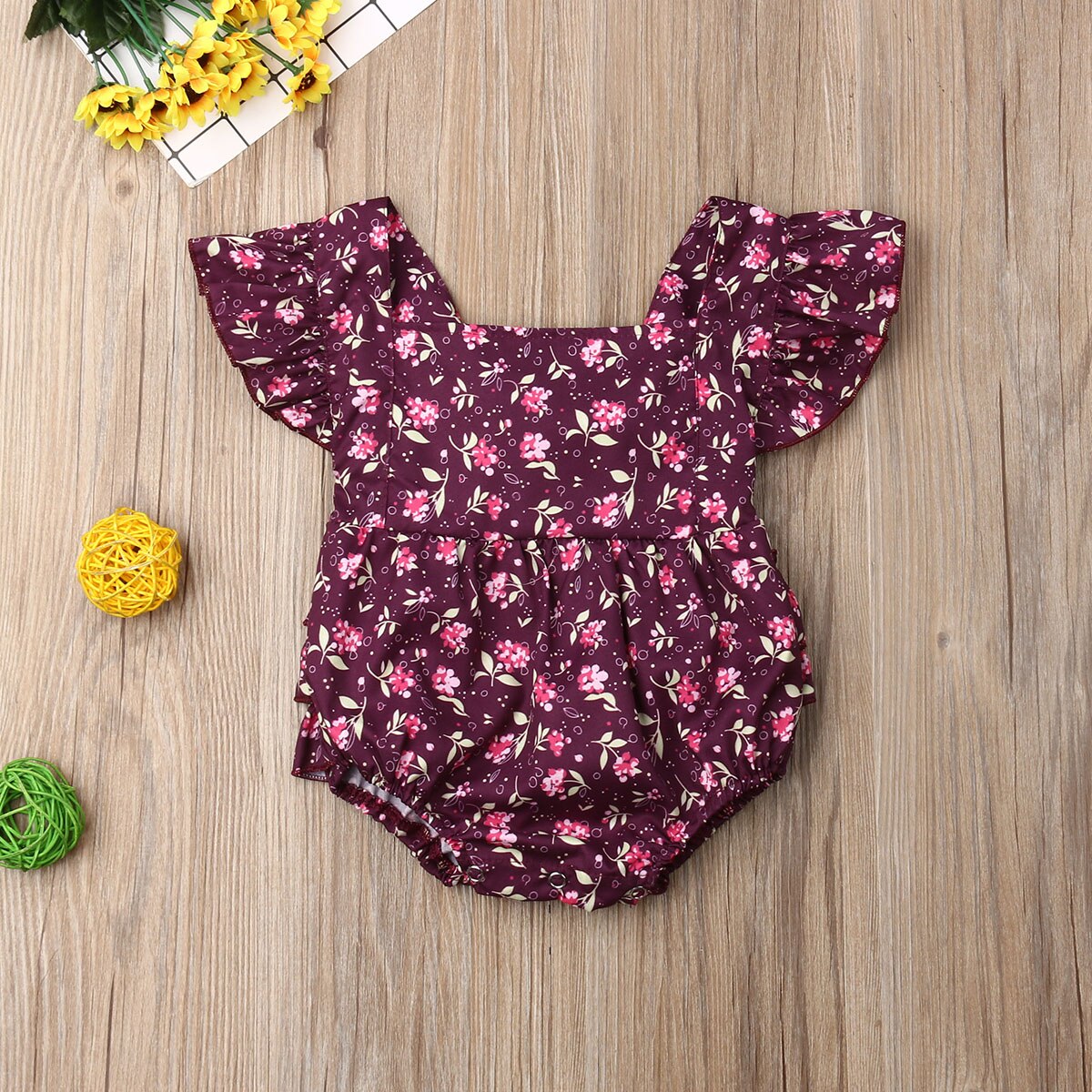 0 24M Infant Baby Girl Bodysuits Clothes Flower