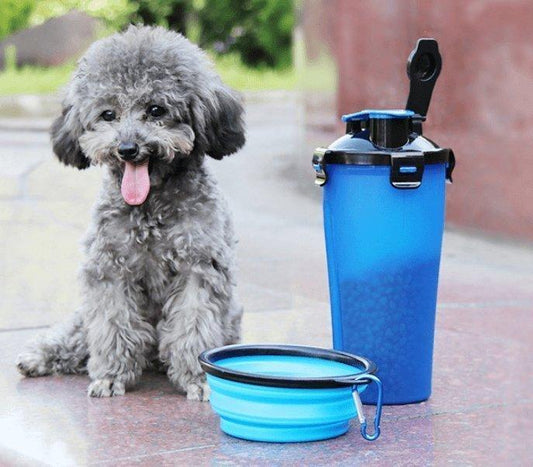 2 In 1Pet Water Bottle Dispenser Travel Portable Dog Cat Drinking